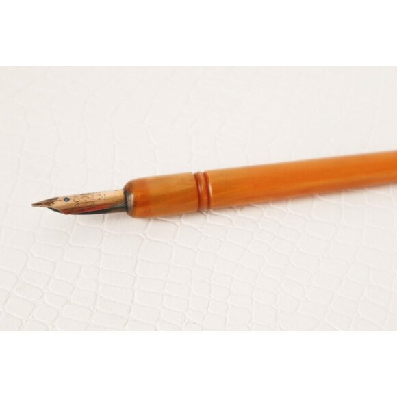 Vintage Bakelite Butterscotch Pen Calligraphy Fountain Dip Pen - Picture 1 of 4